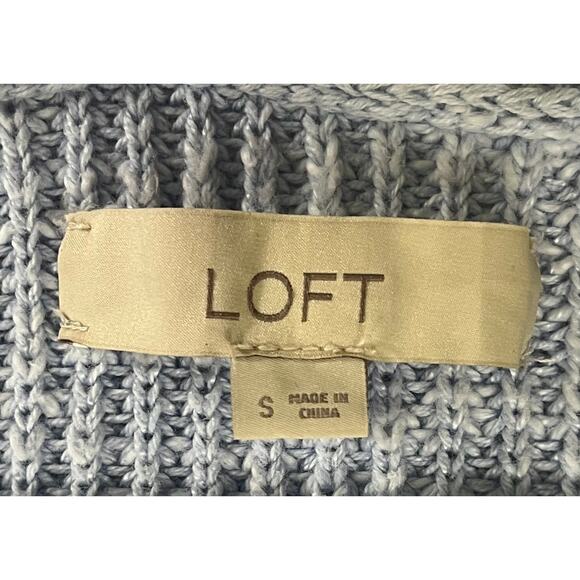 Loft Light Blue Chunky Knit Button Up V Neck Cardigan Sweater Reg Size Small - Picture 2 of 6